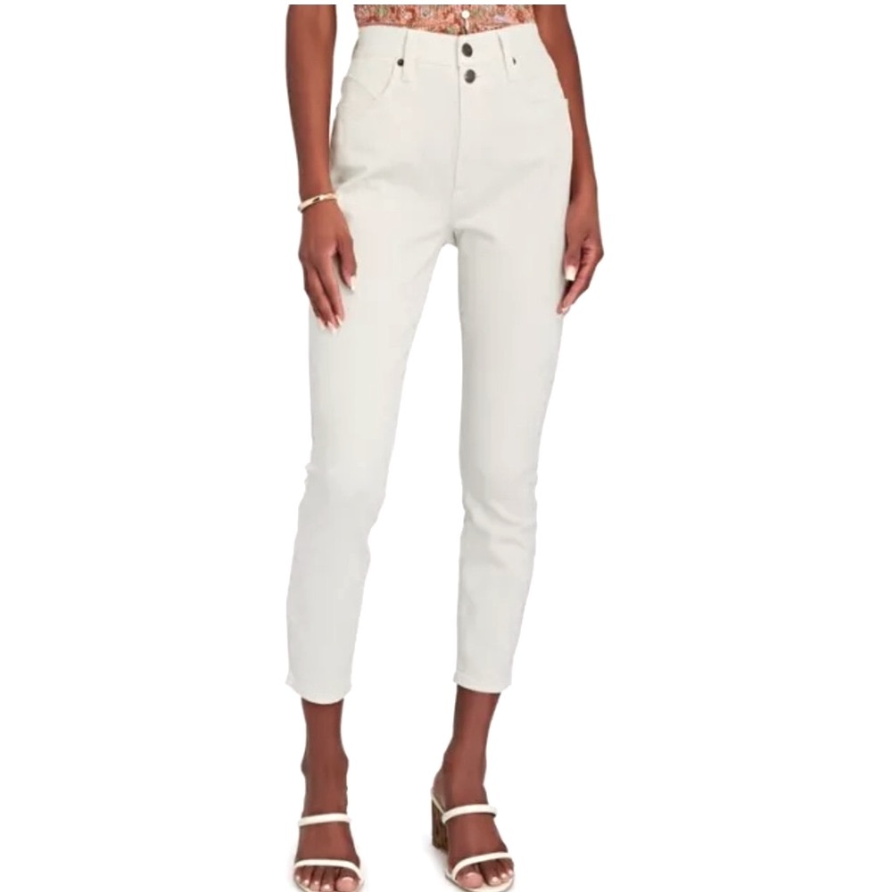 FRAME Denim Ali High Rise Cigarette Cropped Jeans Size 28 Color: Vintage White